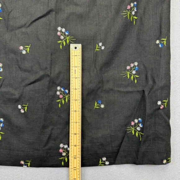 Talbots Petites Black Irish Linen Floral Embroidered Sleeveless Maxi Dress 12P - Picture 6 of 11
